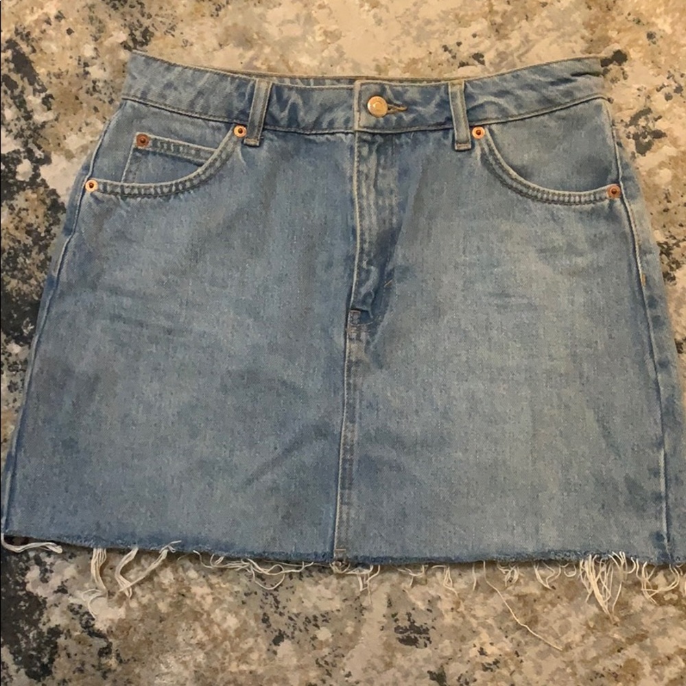 Topshop MOTO Mini Denim Skirt Sz 6 - Picture 3 of 5